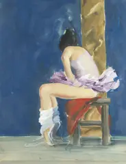Seated Dancer, Lilac Tutu by Donald Hamilton Fraser, oil on paper, sold Oct 2018