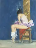 Donald Hamilton Fraser R.A., Seated Dancer, Lilac Tutu, oil on paper