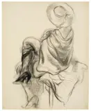 Modell im Atelier by George Grosz, Um 1937, Kohle auf festem Papier, sold Nov 2011