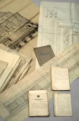 Bruno Schmitz, Konvolut von Plänen, Skizzen und Akten aus dem ehemaligen Archiv des „Deutschen Patriotenbundes zur Errichtung des Völkerschlachtdenkmals bei Leipzig, 1894, 51 große Pläne, 30 kleinere Zeichnungen, Aktenmaterialien