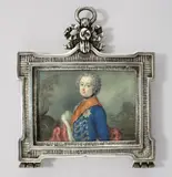 Anton Friedrich König, König Friedrich II. von Preußen als junger Regent, Um 1740, Tempera auf Elfenbein, silberner Rahmen gegossen