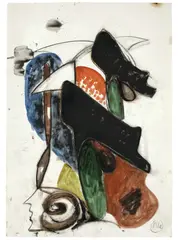 Ohne Titel by Markus Lüpertz, 1981, Aquarell, Kohle und Kreide auf Papier, sold Jun 2012