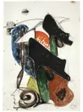 Markus Lüpertz, Ohne Titel, 1981, Aquarell, Kohle und Kreide auf Papier