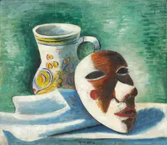 Wilhelm Schmid, Stilleben mit Maske. 1920er Jahre, Öl auf Leinwand