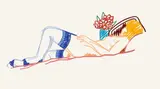 Tom Wesselmann, Nude with Bouquet and Blue Stockings, 1991, Farbserigraphie auf Karton
