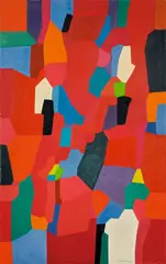 Hermann Bachmann, Figürlich (rot), 1957, Öl auf Hartfaser