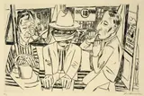 Max Beckmann, In der Trambahn, 1922, Kaltnadel auf gelblichem Japan