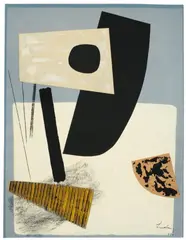 Berto Lardera, Ohne Titel, 1958, Gouache und Collage auf blauem Papier