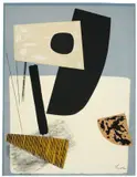 Berto Lardera, Ohne Titel, 1958, Gouache und Collage auf blauem Papier