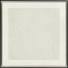 Rudolf Kämmer, Weiße Kugelstruktur, 1961, Reliefbild auf Hartfaser. Im Künstlerrahmen
