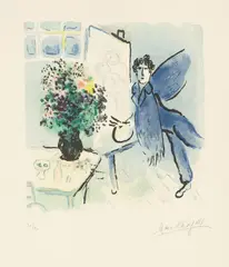 Marc Chagall, Das blaue Atelier, 1973, Farblithografie auf Velin