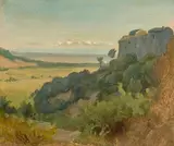 Johann Heinrich Schilbach, Italienische Landschaft, Öl auf Papier auf Karton