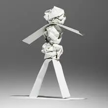 Matt Johnson, Paper Sculpture #7 (Paper Dude), 2013, painted brass with solder