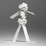 Matt Johnson, Paper Sculpture #7 (Paper Dude), 2013, painted brass with solder
