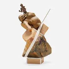 Matthew Monahan, Rescue of the Rock, 2008, painted foam, brass, ratchet strap, wax, copper wire, drywall