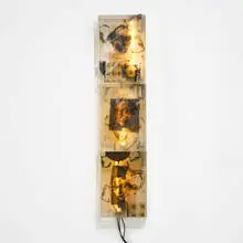 Doug and Mike Starn, Three works from the Sanjusangendo series, 1990-94, toned silver print on polyester, fluorescent lamps, Xerox print, oil, ink, silicone in Plexiglas