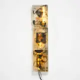 Doug and Mike Starn, Three works from the Sanjusangendo series, 1990-94, toned silver print on polyester, fluorescent lamps, Xerox print, oil, ink, silicone in Plexiglas