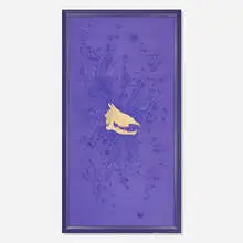 Angelo Filomeno, Last Scavengers: Deer, 2005, embroidered Shantung silk with crystals over linen in artist's frame