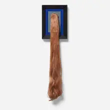 Millie Wilson, Fall, 1991, synthetic hair, aluminum, paper, enamel, painted wood