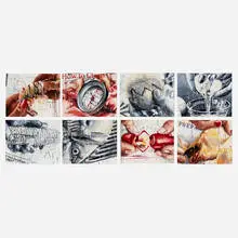 Marilyn Minter, Eight works from the 100 Food Porn series, 1990, enamel on aluminum