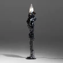 Albert Paley, Parabolic reading lamp, 2014, forged and fabricated steel with a blackened finish, glass
