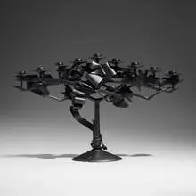 Albert Paley, Menorah, 1995, formed and fabricated steel with a blackened patina