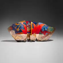 Bennett Bean, Triple Sculpture, c. 2005, pit-fired, painted, and gilt earthenware