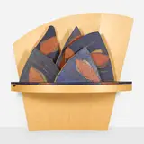 Wendell Castle, Transformer console table, 1993, curly maple veneer, maple veneer, painted poplar, patinated bronze, painted Corian