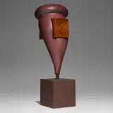 Wendell Castle, Rutabureau II cabinet, 1994, polychromed jelutong, patinated bronze steel, white oak