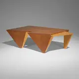 Rosanne Somerson, Notch coffee table, 1995, quilted maple, quartersawn maple