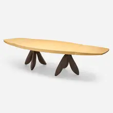 Transformer dining table by Wendell Castle, 1993, curly maple veneer, poplar, paint, patinated bronze, sold May 2025