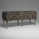 James Bearden, Cathedral cabinet, 2022, plasma-carved steel with metallic polywash finish