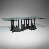 Stalagmite dining table, model PE-102 by Paul Evans, 1976, bronzed resin over steel, glass, sold May 2025