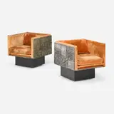 Paul Evans, Rare Sculpted Argente lounge chairs, pair