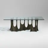 Stalagmite dining table, model PE-102 by Paul Evans, 1977, bronzed resin over steel, glass, sold May 2025