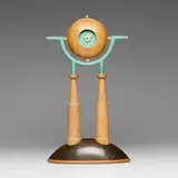 Wendell Castle, Mantel Clock, 1989, bleached lacewood, rosewood, satinwood, walnut, patinated copper, gold-plated brass, gold leaf