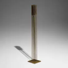 Untitled (Sonambient) by Harry Bertoia, c. 1975, beryllium copper, brass, sold May 2025