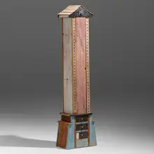 Stephen Whittlesey, Tall cabinet, c. 1990, painted wood, pine, oak