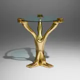 Pedro Friedeberg, Hand Foot occasional table, c. 1970, gilt and painted wood, glass
