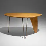 Rudder dining table, model IN-20 by Isamu Noguchi, 1949, birch, zinc-plated steel, sold Feb 2026