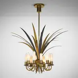 Angelo Lelii, Rare ceiling lamp, model 12821, c. 1960, brass, lacquered brass, hand-blown glass