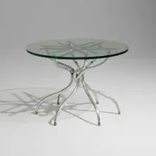 Georges Geffroy, Center table, c. 1960, chrome-plated aluminum, glass, brass
