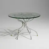 Georges Geffroy, Center table, c. 1960, chrome-plated aluminum, glass, brass