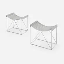 Stools for Louis Vuitton SS 2018 Fashion Show, pair by Teruaki Ohashi, 1987 / 2018, chrome-plated steel, sold Feb 2026