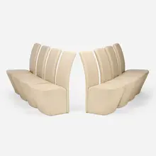 Eric Jourdain, Dining chairs from The Bridge, set of eight, c. 2002, leather upholstery, enameled tubular steel