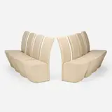 Eric Jourdain, Dining chairs from The Bridge, set of eight, c. 2002, leather upholstery, enameled tubular steel
