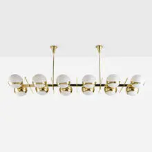 Fedele Papagni, Monumental chandelier, 2017, brass, milk glass