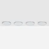 Arne Jacobsen, Munkegård ceiling lamps, set of four, white glass, lacquered aluminum, chrome-plated brass