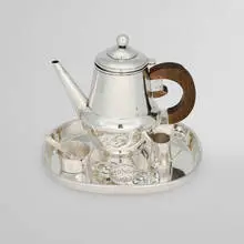 Collection of tabletop articles by William Philip Spratling, c. 1933-1967, sterling silver, rosewood, sold Jan 2026