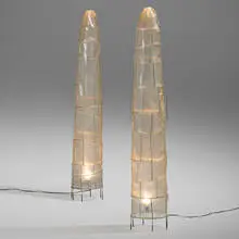 Stefan Lindfors, Ephemeron lighted sculptures, set of two, 1995, resin-coated fiberglass, steel, painted dragonfly